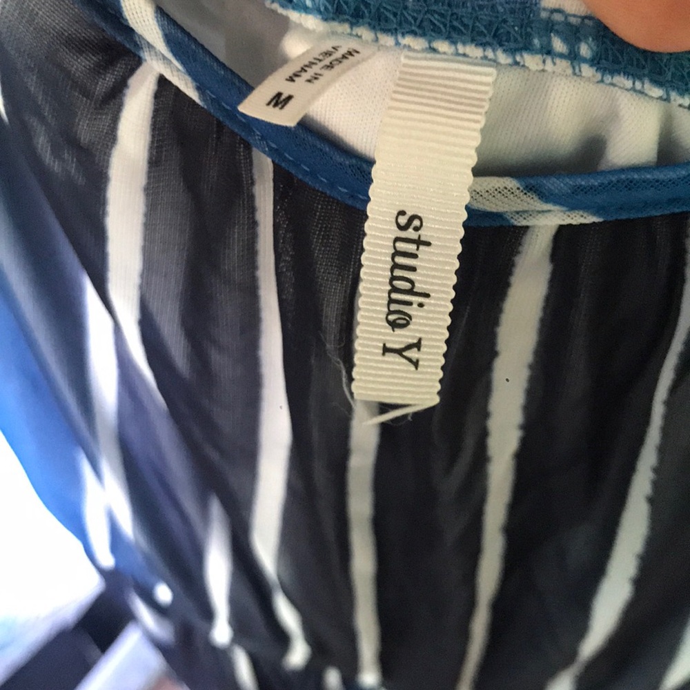 Pin Striped Maxi Dress in Blue w/ spaghetti straps - Picture 8 of 8